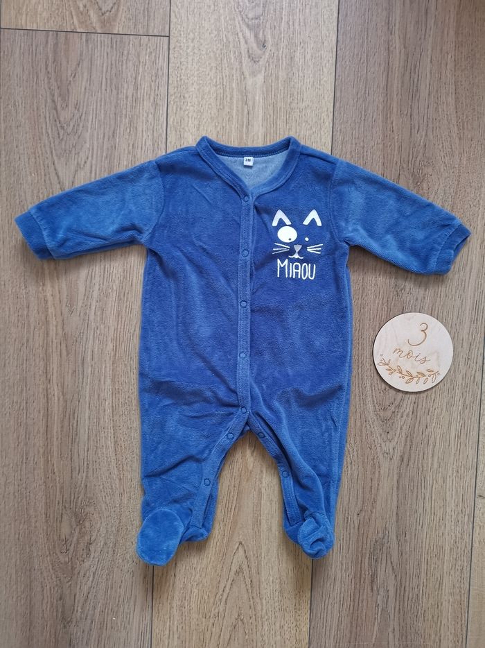Lot de 2 pyjamas velours 3 mois - photo numéro 3