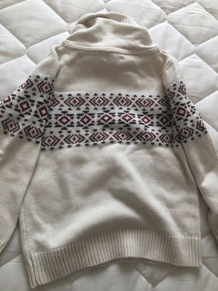 Pull Noël Hiver sweat blanc beige vertbaudet motifs - photo numéro 3