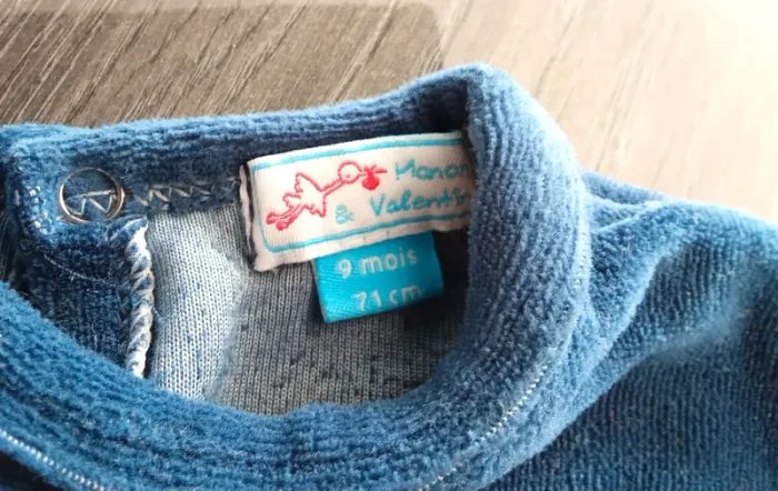 Pyjama velour 2 pièces mixte 9 mois - photo numéro 4