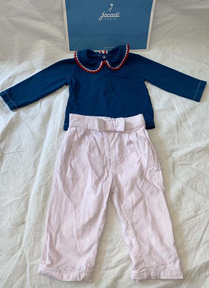 pantalon velour rose jacadi