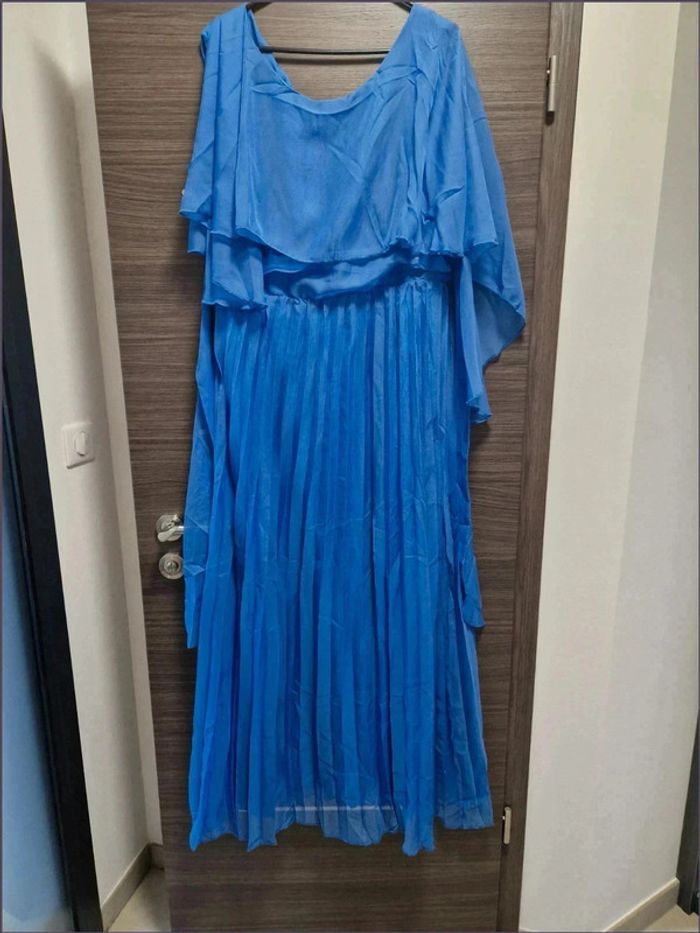 Robe habillée pour mariage ou baptême - bleu - Taille 2XL - Aumora