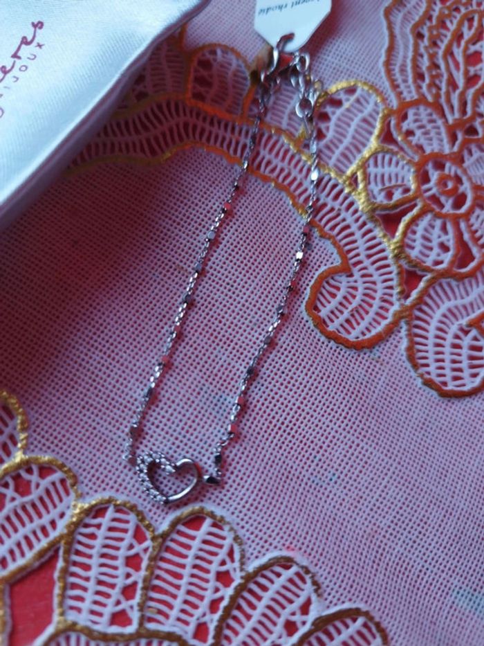 Bracelet en argent 925 forme de coeur neuf - photo numéro 9