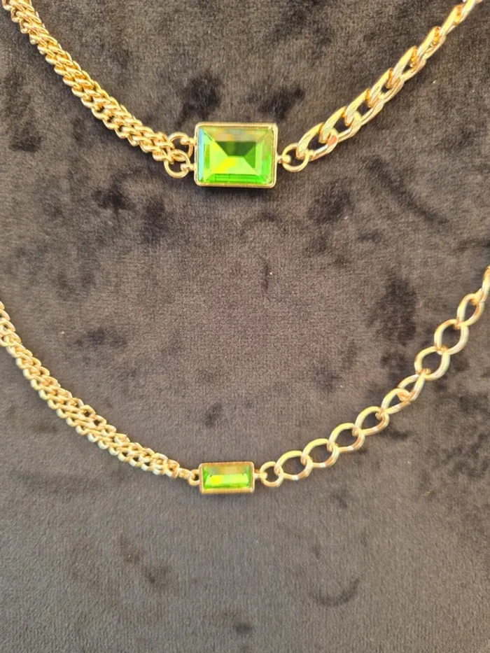 Parure Bijoux fantaisie doré et vert - photo numéro 2