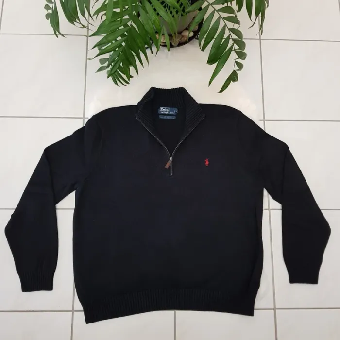 Pull Camionneur half demi zip Ralph Lauren XXL Noir - photo numéro 2