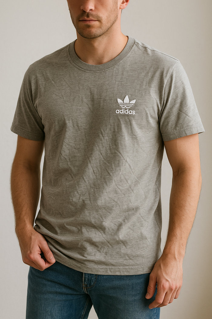 T-shirt Adidas Originals gris logo brodé Trefoil · taille L - photo numéro 2