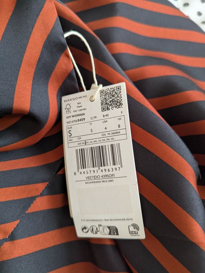 Robe femme Mango noir et terracotta neuve avec étiquette taille s - photo numéro 2