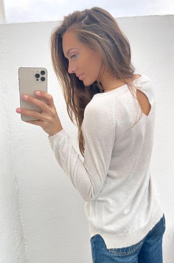 Pull beige pailleté