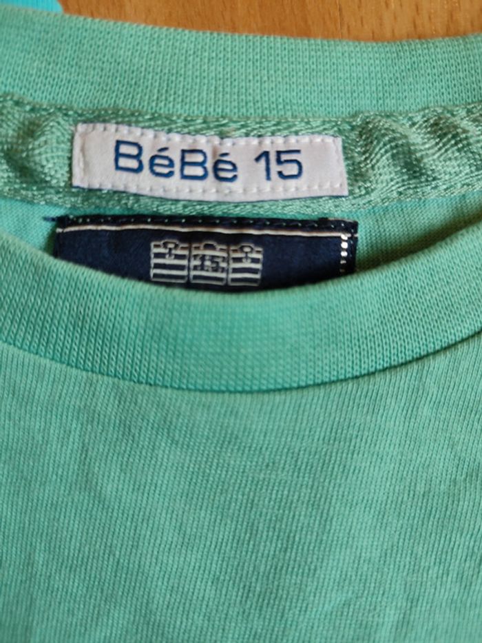 Lot salopette légère en Jeans Kimbaloo+ 2 t-shirts manches courtes Kimbaloo et Serge Blanco en 12M - photo numéro 7