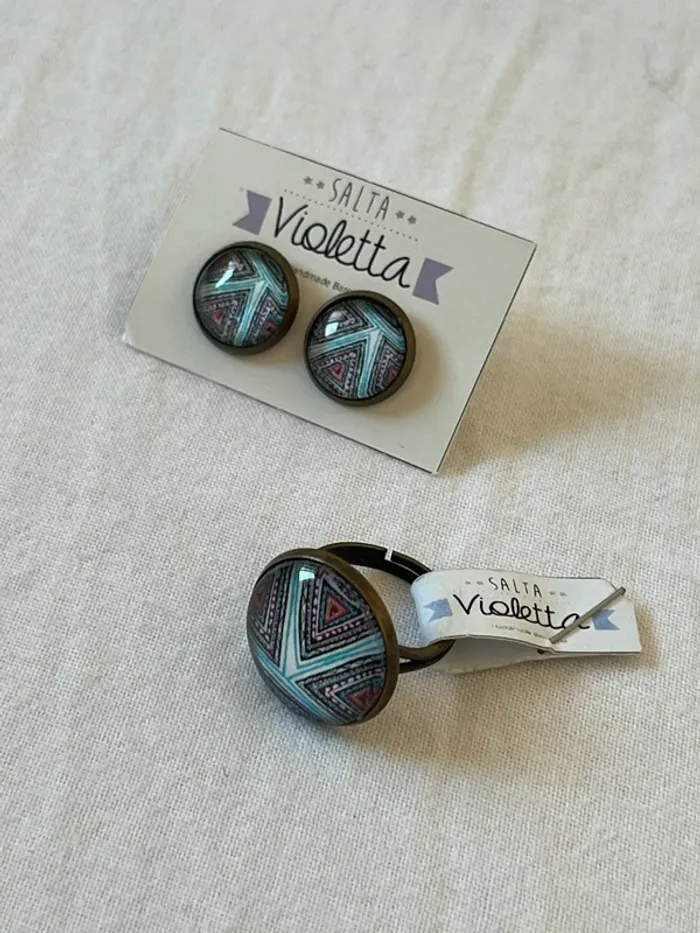 Ensemble boucles d’oreilles et bague