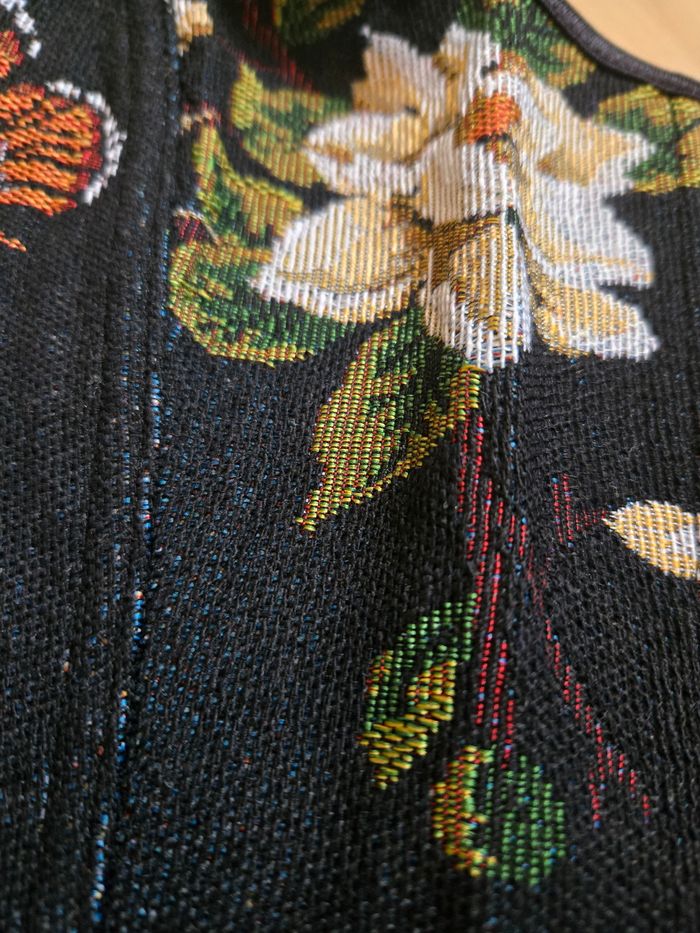 Corset à motifs fleurs et papillons côtelé lacets à l'arrière - photo numéro 2