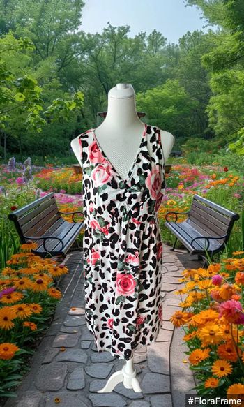 Robe imprimée léopard fleurie, Sans marque, taille 1 XL (48)