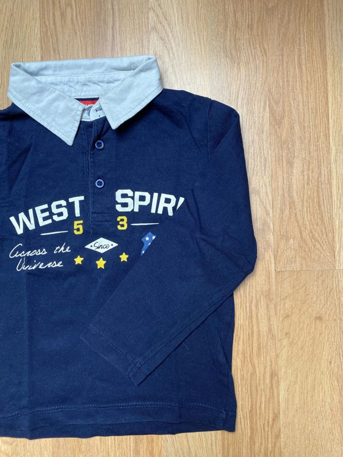 Polo Bleu marine avec col blanc - photo numéro 2