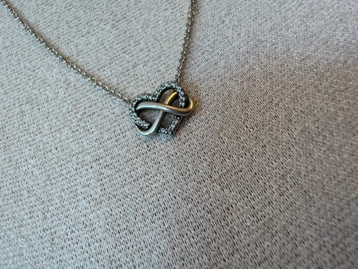 Collier Pandora Authentique Cœur Infini Scintillant en Argent et Strass blanc - photo numéro 2