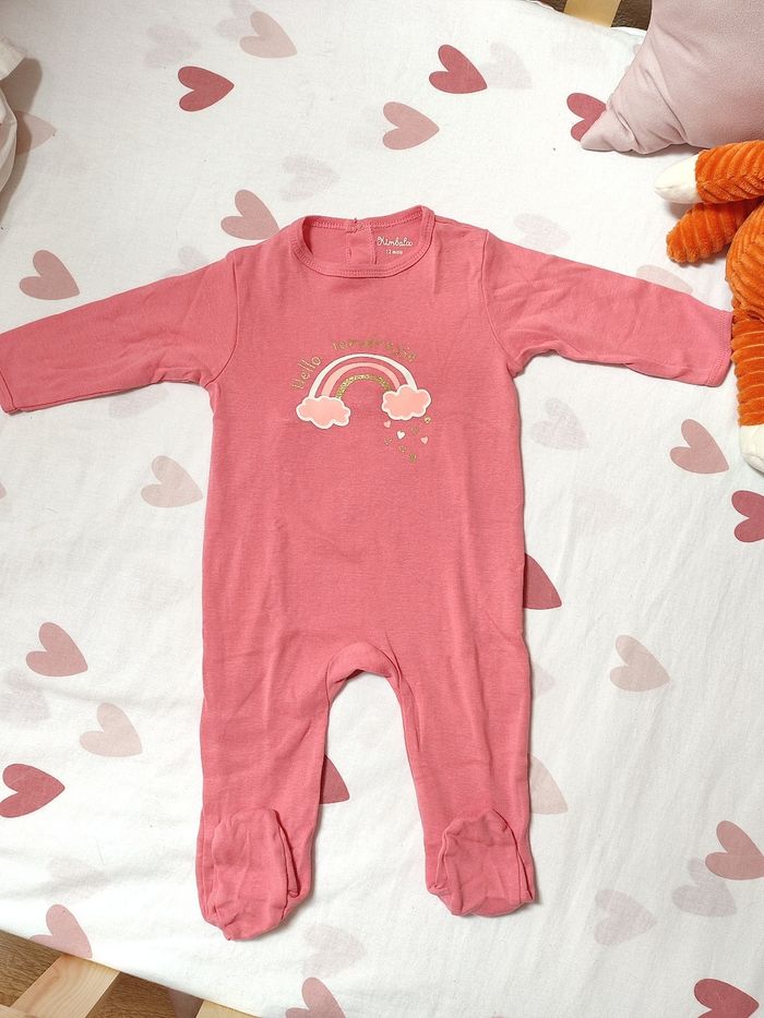 Pyjama une pièce bébé fille - Arc-en-ciel - 12 mois - Proche du neuf - Kimbaloo - photo numéro 2