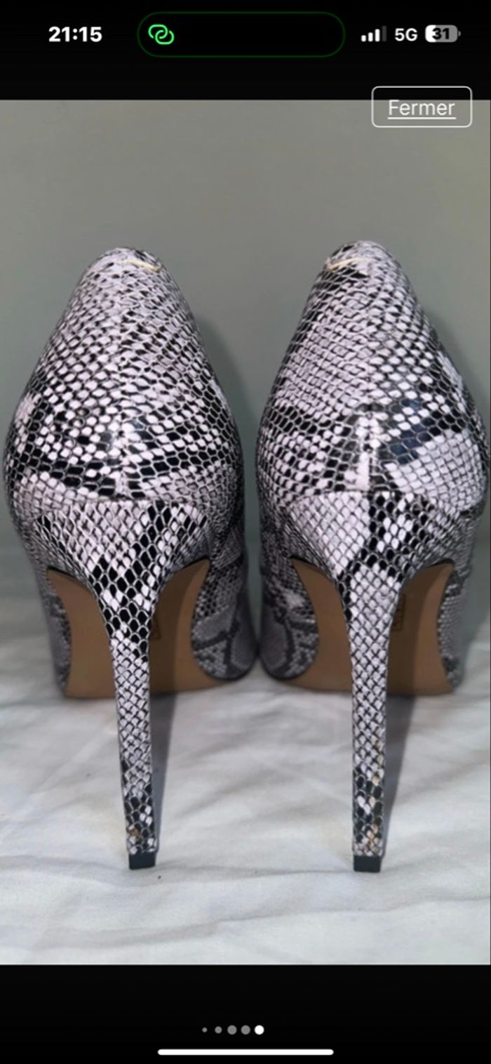 Escarpin gris python en cuir, talons 8 cm marque asos - photo numéro 3