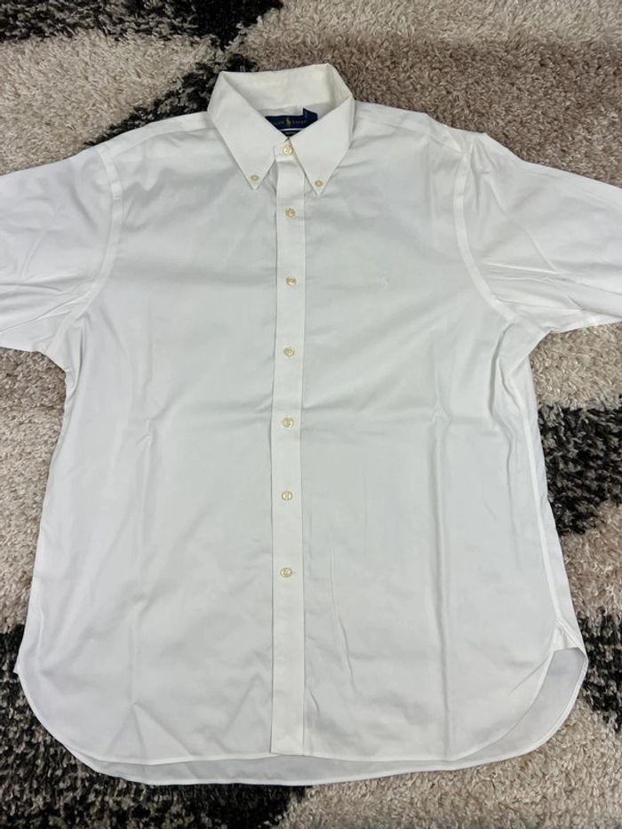 Chemise Ralph Lauren blanche logo brodé blanc nouvelle collection style old money taille L - photo numéro 4