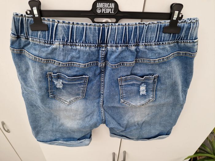 Short En Jeans Bleu Troué Details Blancs - photo numéro 5