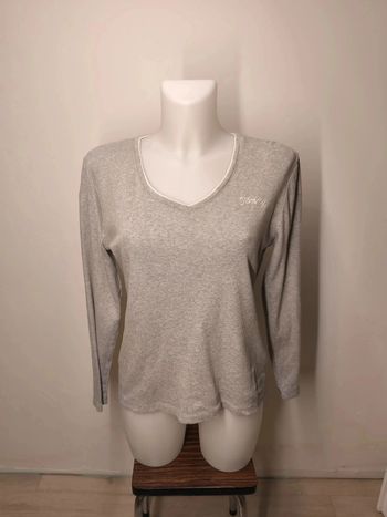 Pull col V Tommy Hilfiger Femme Taille L Gris