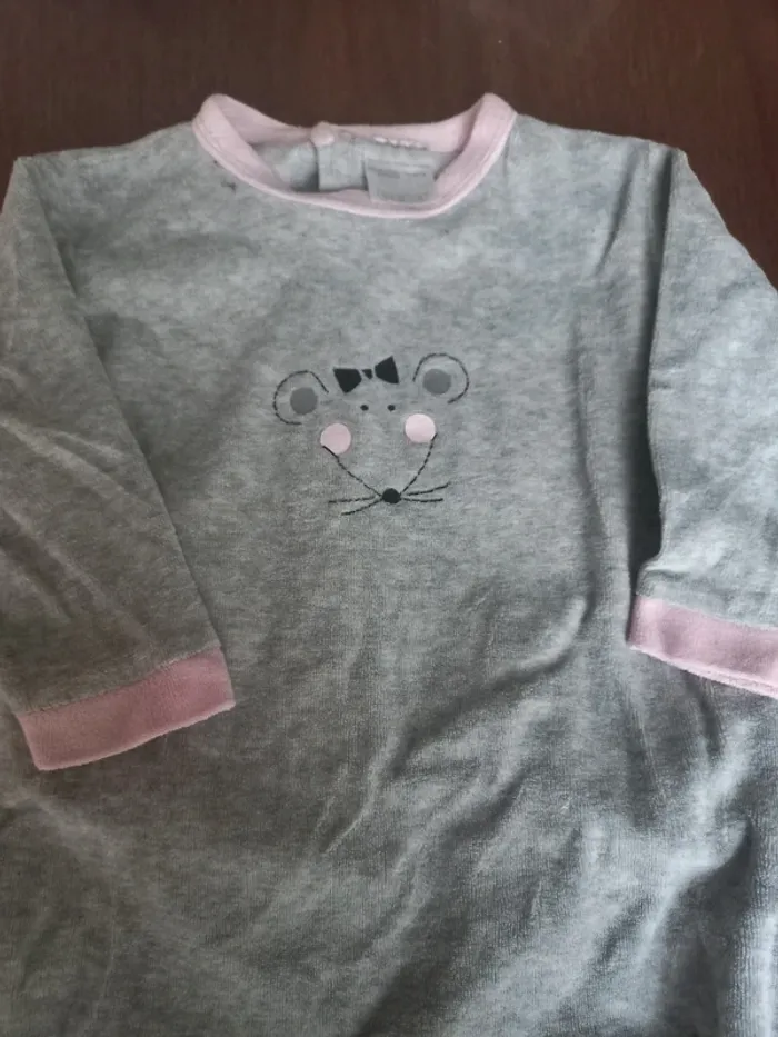 Pyjama gris "souris" 12 mois 74cm - photo numéro 3