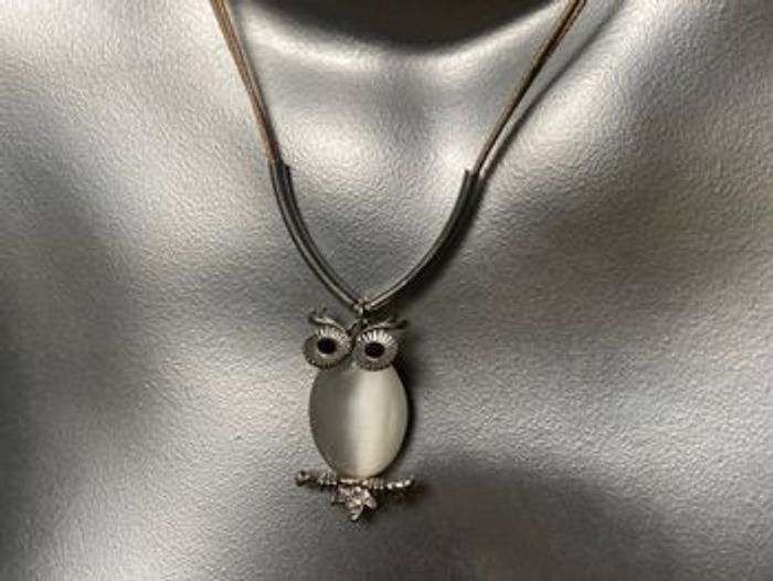 Joli collier Oeil de chat hibou chouette - photo numéro 4