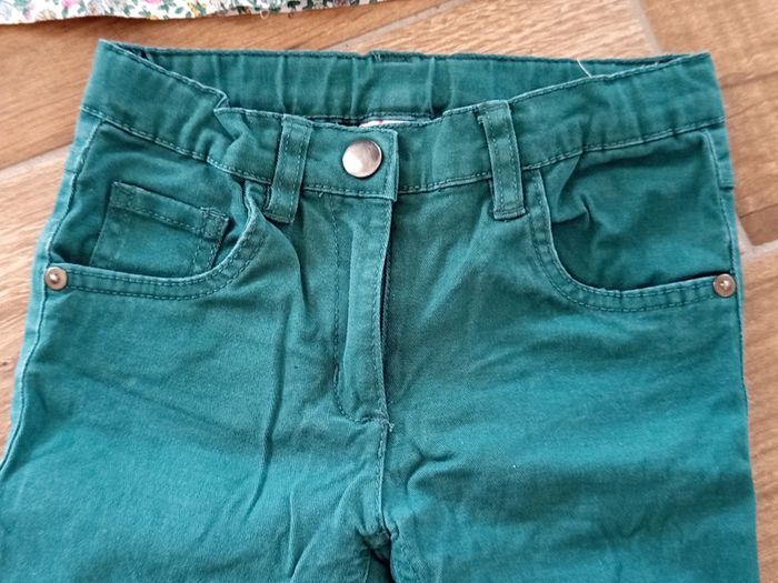 Ensemble 6 ans, jean slim vert bouteille et chemise liberty vert et rose - photo numéro 8