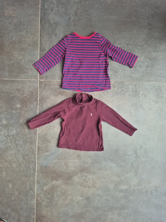 2 hauts manches longues 12 mois