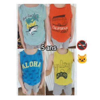 5 ans lot 4 t-shirt sans manches débardeur