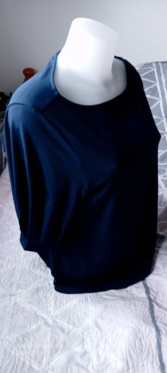 Haut fluide oversize col rond marine femme L h&m - photo numéro 7