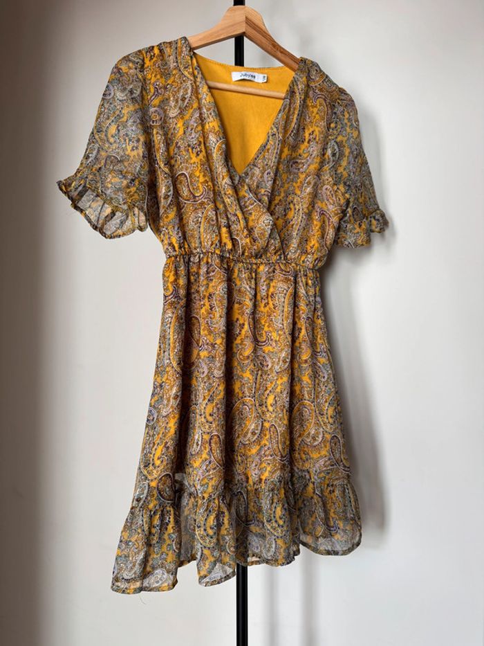 Robe cache coeur imprimé fleuri cachemire
