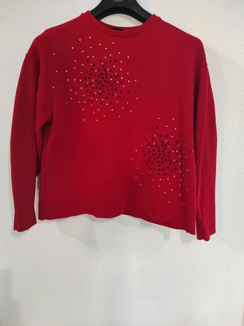 Pull large rouge avec sequins Zara taille S