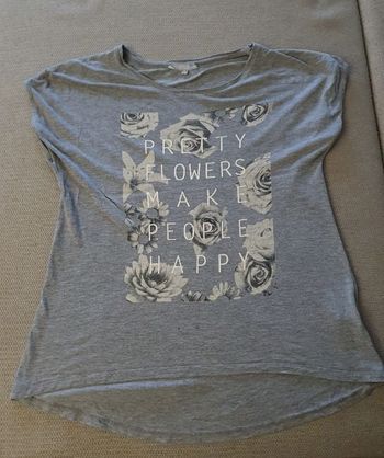 T-shirt gris motifs fleurs Etam S