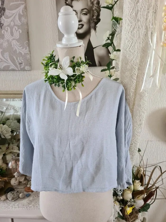 Petit haut crop top gris perle Taille 40/42