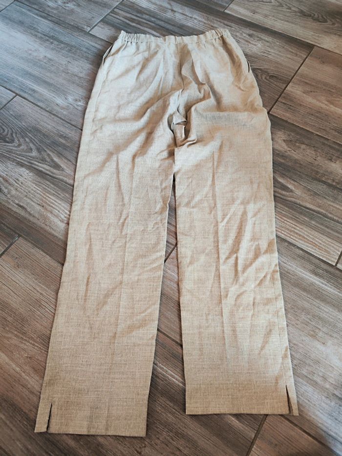 Pantalon beige (42% polyester, 22% lin, 22% viscose) Karting Taille 40 - photo numéro 4