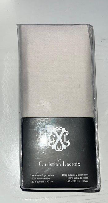 Drap housse 2 personnes Beige NEUF - Christian Lacroix - 140x200 - 100% Satin de coton - Prix ferme