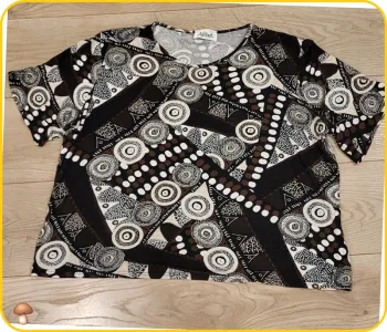 Tee-shirt ample à motifs géométriques – Afibel – Taille 54- Très bon état - Noir,Marron,Blanc