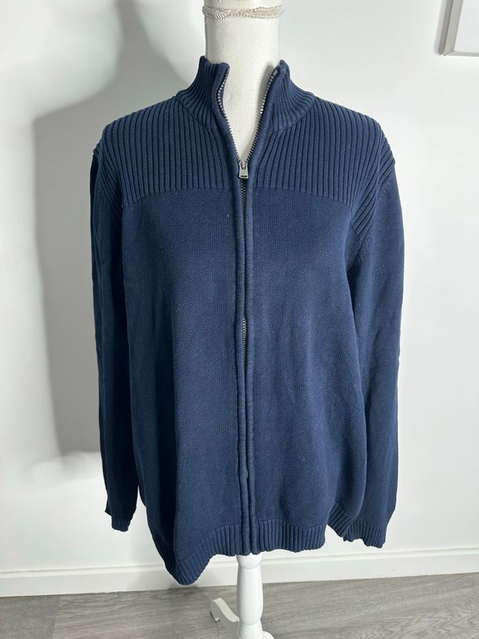 Cardigan zip en maille bleu marine TXXL
