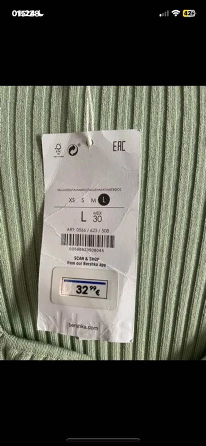 Robe neuve vert pastel bershka taille L - photo numéro 4