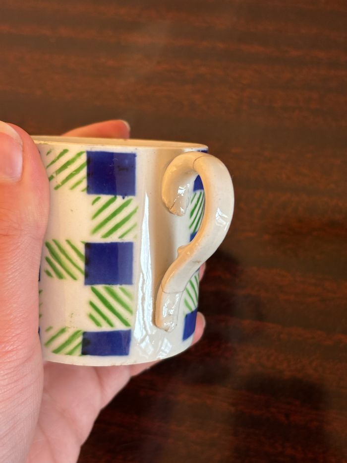 Ensemble de 6 tasses et soucoupes Digoin Sarreguemines Plaid - photo numéro 6