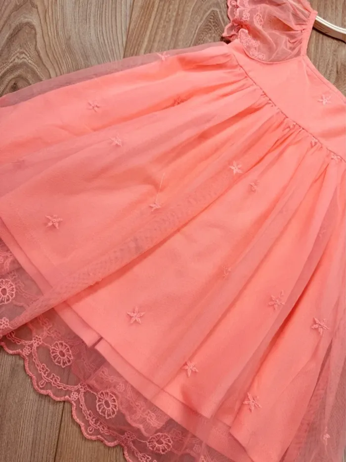 Taille 4 ans Robe fille Kiabi orange corail * tulle * 🪷 - photo numéro 3