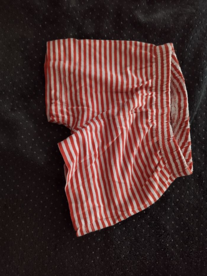 Short en coton rayé blanc et rouge - photo numéro 2