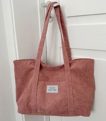 Sac rose velours côtelé 