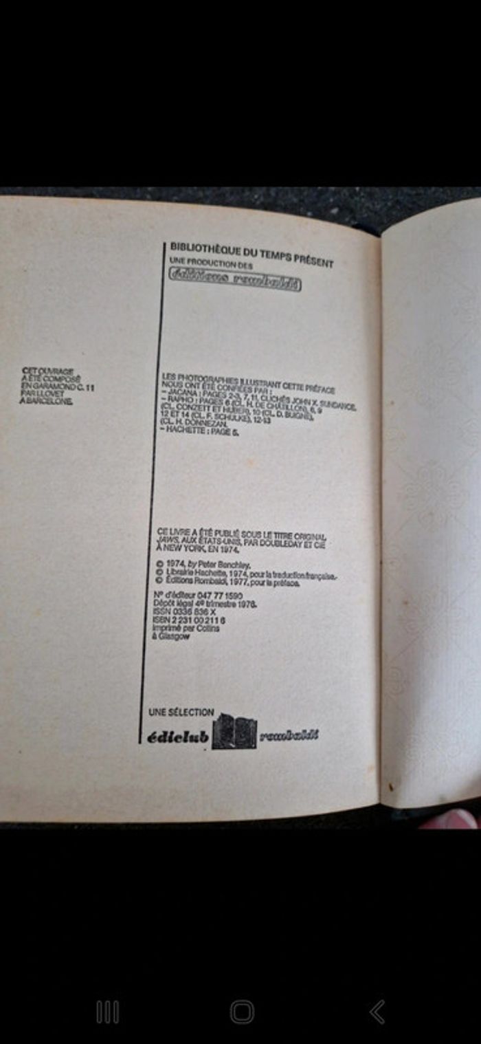 Livre Les Dents de la Mer 1974. - photo numéro 4