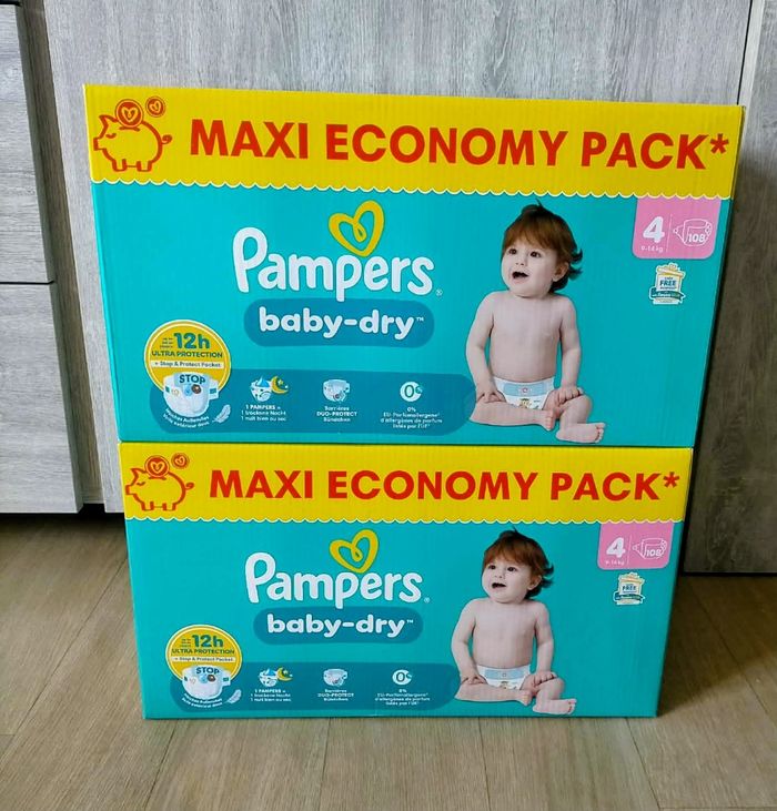 Lot couches Pampers baby dry taille 4 - photo numéro 1