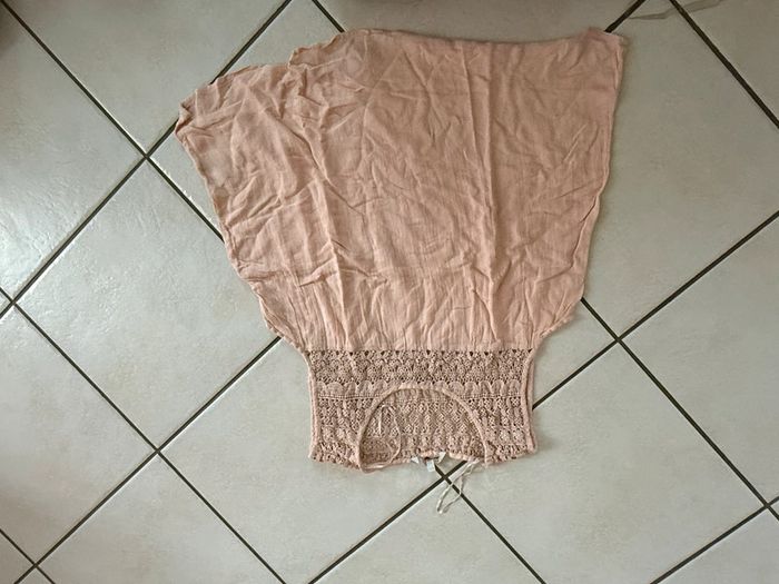 Débardeur clockhouse dentelle rose pale 44