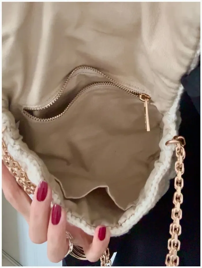 Sac Moon Vanessa Bruno blanc écru en laine - très bon état - photo numéro 4