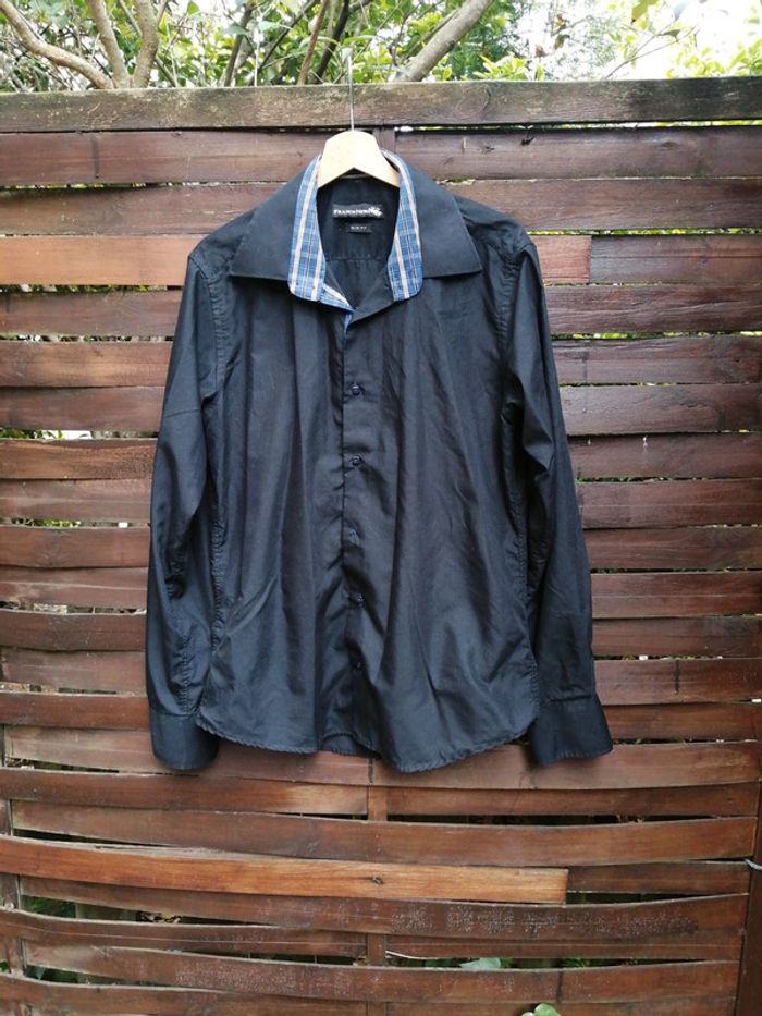 Chemise noire à carreaux bleus - photo numéro 2