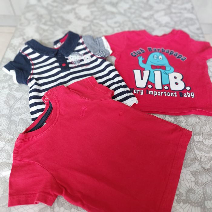 Lot 4 tee shirt - body bébé garçon 6-9 mois