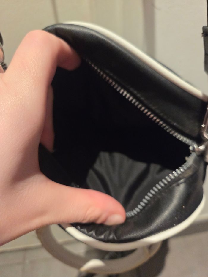 Petit sac blanc et noir avec double ance - photo numéro 3