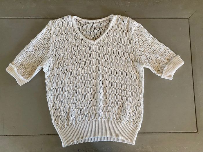 Tee shirt maille vintage crème blanc cassé taille 38 - photo numéro 10