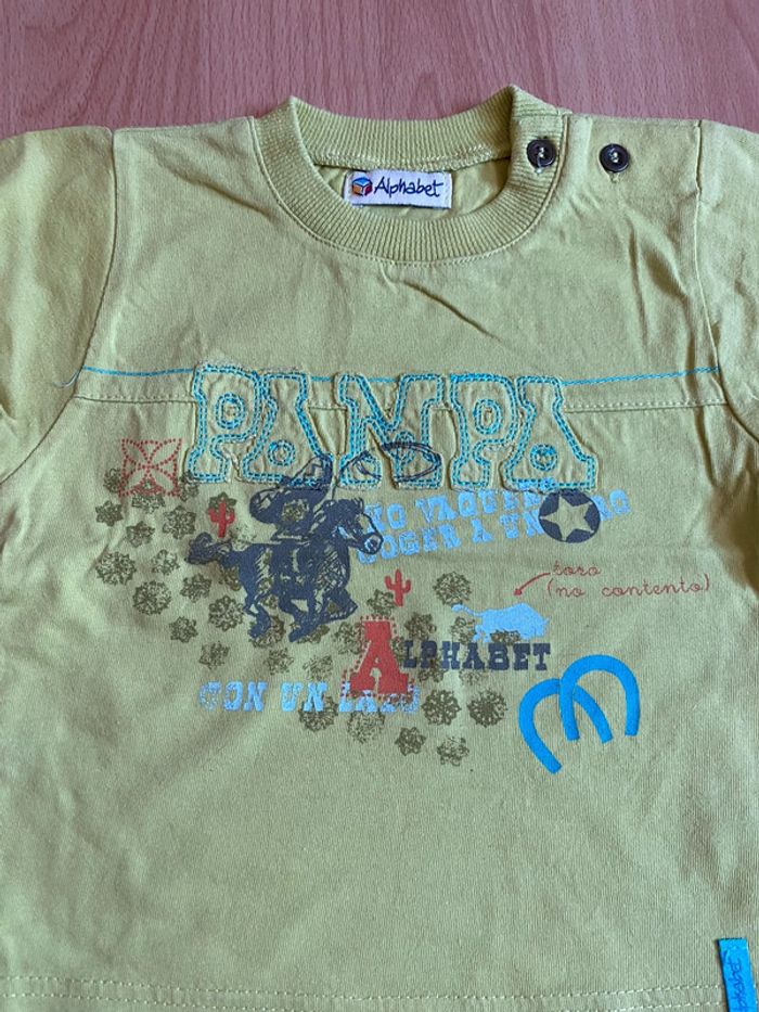 Joli T-shirt MC vert Alphabet T. 6 mois/67 cm garçon TBE - photo numéro 3